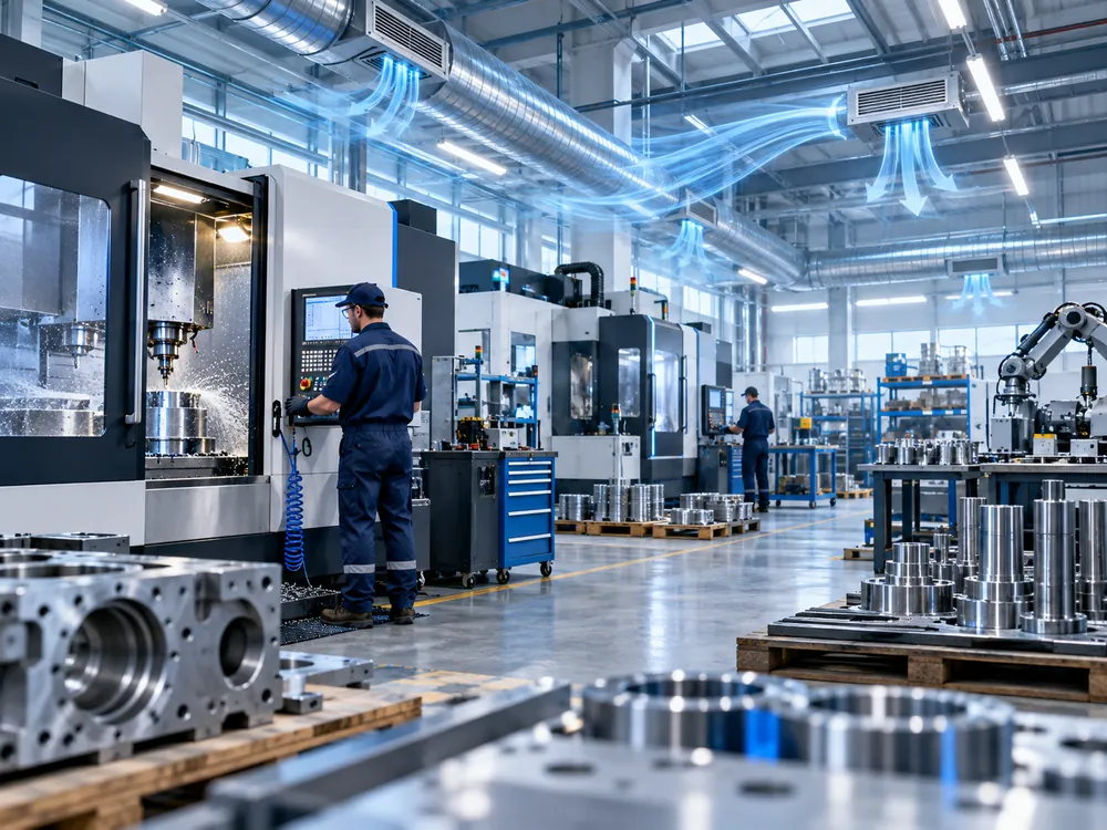 Metalna i mašinska industrija - proizvodna hala sa CNC mašinama i sistemom industrijskog hlađenja